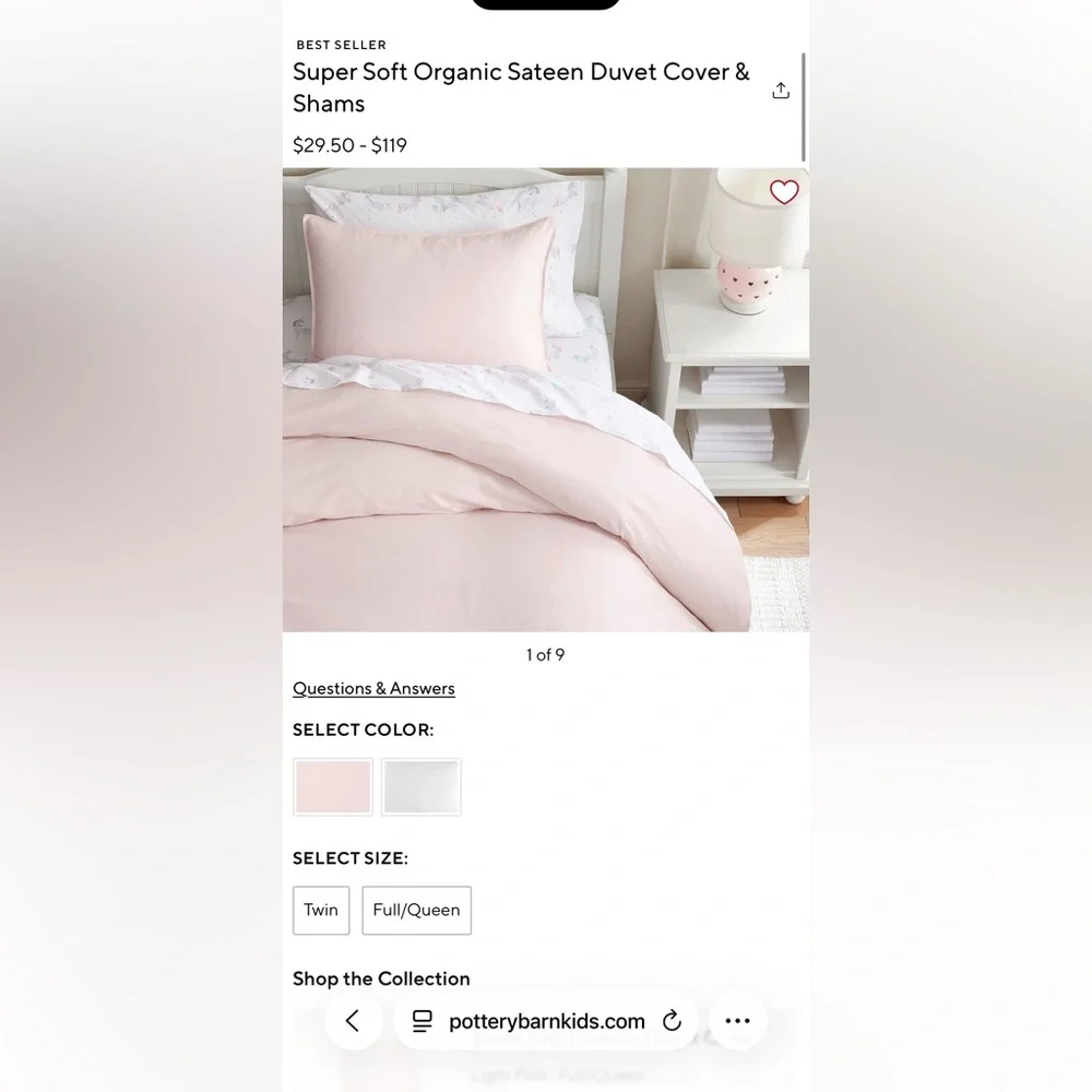 Pottery Barn Kids Pale Pink Super Soft Organic Duvet Cover Twin and PB Insert - Picture 4 of 7